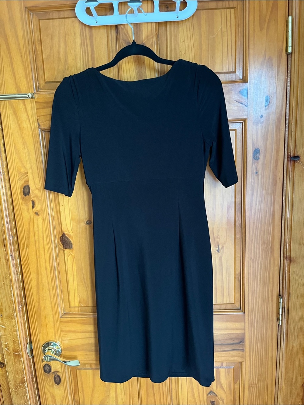 Ralph Lauren Black V-Neck Ruched Midi Dress - Picture 2 of 6